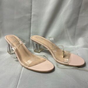REVOLVE Transparent and Blush Heels